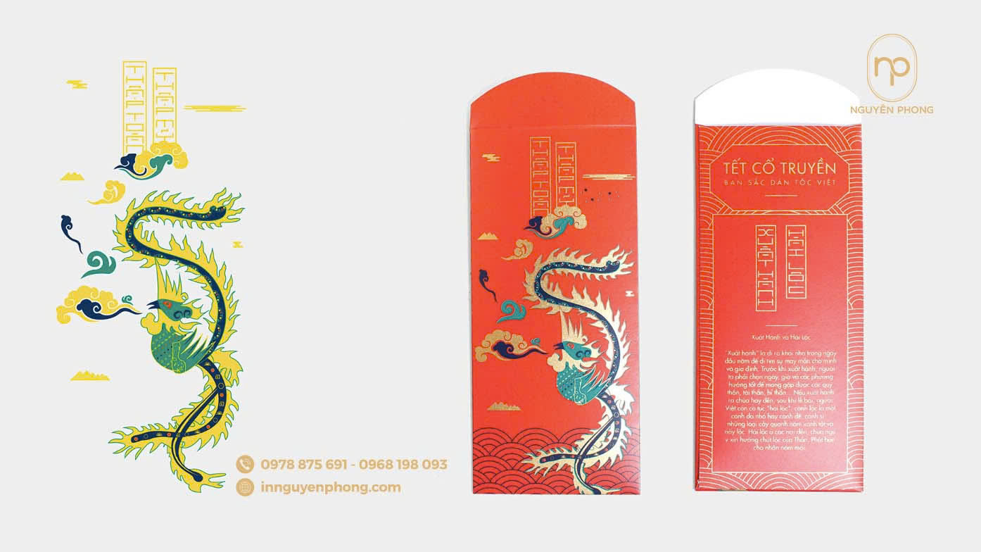 Lì xì ép nhũ được tạo hình biểu tượng đặc biệt 